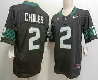 Mens Michigan State Spartans #2 Aidan Chiles Black FUSE College Football Jersey->michigan state spartans->NCAA Jersey